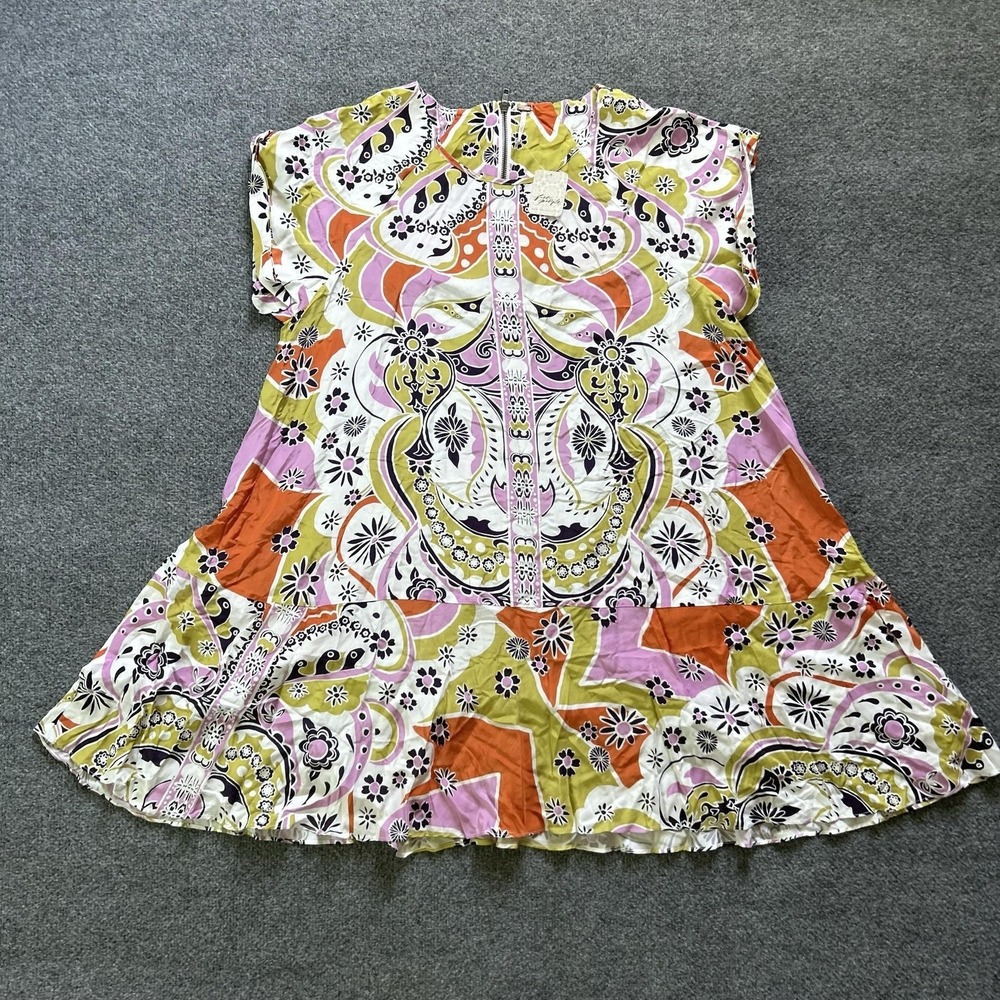 Free People Dress Womens XL Strawberry Fields Floral Trapeze Boho Festival Mini